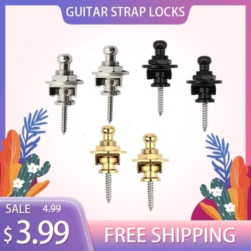 2PCS Guitar Strap Lock Buttons Metal Security Quick Release Guitar Strap Locks For All Acoustic Electric Bass Guitar Starp