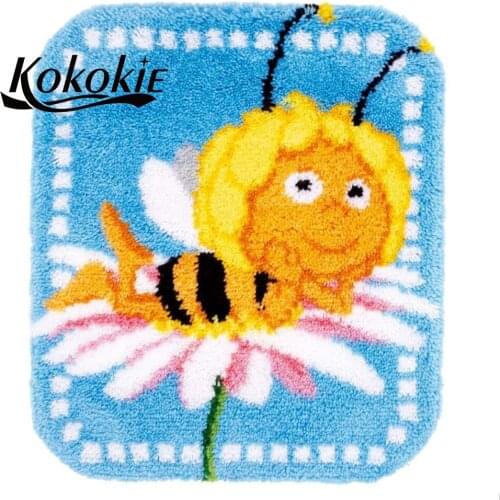 Latch hook diy rug canvas printing vloerklee cushion embroidery yarn crocheting diy tapis bee carpet foamiran for needlework kit