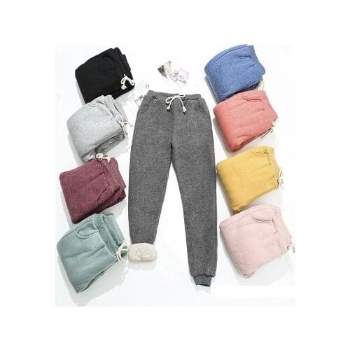 2019 Autumn Winter Women Fleece Sweatpants Trousers Casual Thick Velvet Loose Cashmere Sweatpants Tracksuit Pants