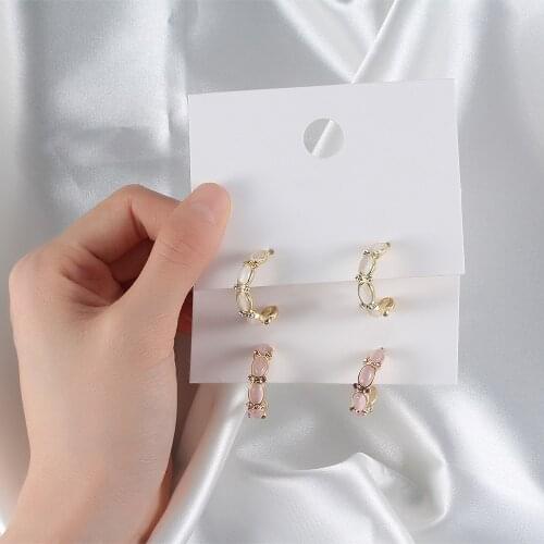 2020 New Ladies C-shaped Earrings Five Opal Fashion Wild Women Semicircular Earrings Jewelry Birthday Party Gifts For Friends