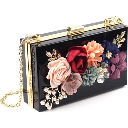 Womens Clear Purse Acrylic Clear Clutch Bag, Shoulder Handbag With Removable Gold Chain Strap