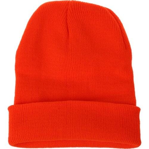 Winter Beanie Knit Ski Cap Hat Warm (Bright orange)