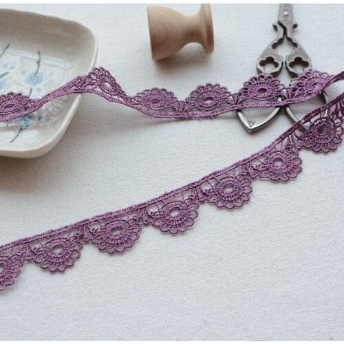 2 meters/lot 2.3cm Width Purple Embroidered Lace Fabrics Womens Clothing DIY Lace Trim