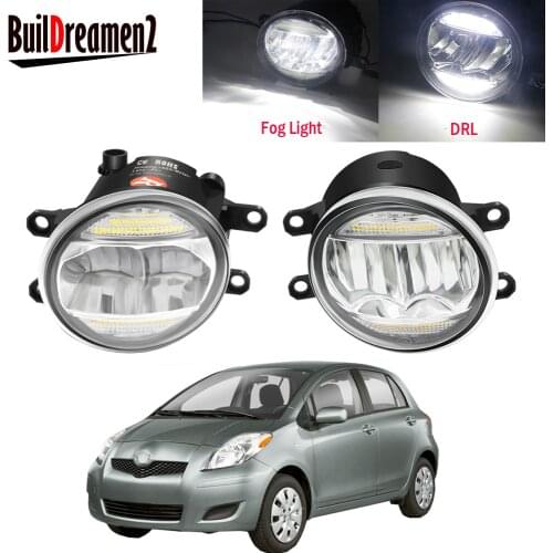 2 X Car Right + Left LED Fog Light Assembly DRL Daytime Running Lamp 30W 8000LM 12V For Toyota Yaris Hatchback 2006-2014