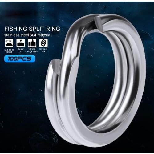 200PCS 6 Sizes Stainless Steel Fishing Split Rings Lure Solid Ring Jigging Loop for Blank Crank Bait Connectors Tackle Tool Kit