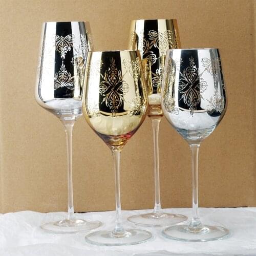 2pcsCreative birthday wedding gifts gold plating silver metal crystal glass goblet red wine cup home hotel house room decoration