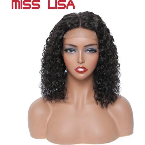 4X4 Water Wave Short Bob Wigs Human Hair Wigs Lace Frontal Wig Lace Front Wigs Miss Lisa Peruvian Lace Front Human Hair Wigs