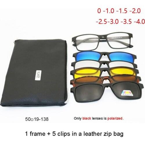 5+1 Suit Multi Function Clip Prescription Sunglasses Men Magnet Nearsighted Eyeglasses Women Myopia Glasses 0 -1.0 -1.5 To -4.0