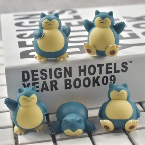 5 Styles Anime Cartoon 4.5CM Snorlax Figure Cute Mini PVC Collection Model Toys Doll