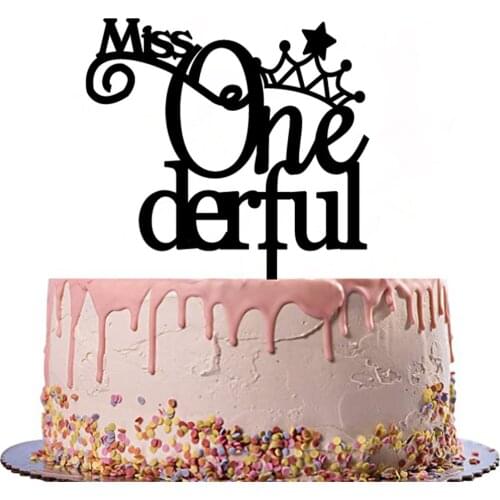 Miss Onederful Acrylic Cake Topper Mirror Gold Silver Happy Birthday Party One Derful Wooden Cake Decoration Picks Supplies