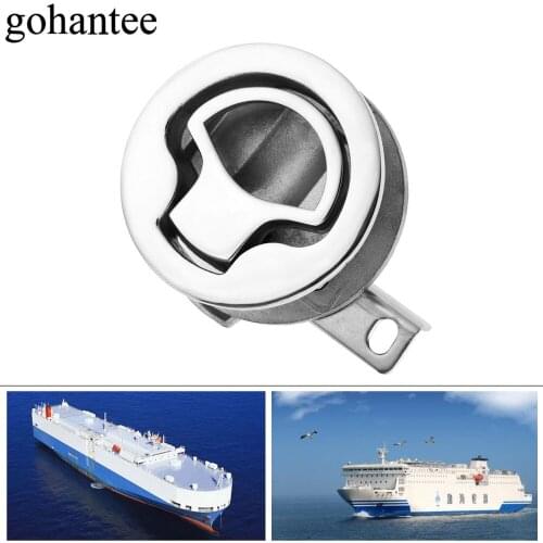 Gohantee 316 Stainless Steel Boat Accessories Marine Hatch Flush Pull Latches Turning Lock Lift Handle 2" For Rowing Boats Doors
