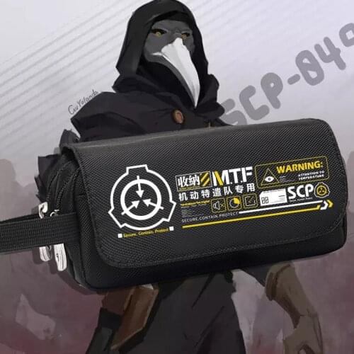 Anime SCP Foundation Casual Pen Bag Fashion Student Black High Capacity Pencil Case Storage Bag Stationery Cosplay Gift