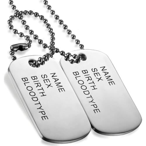 Boniskiss Stainless Steel Dog Tag Necklace Trendy Men Necklace Jewelry High Polished Pendentif Jewelry