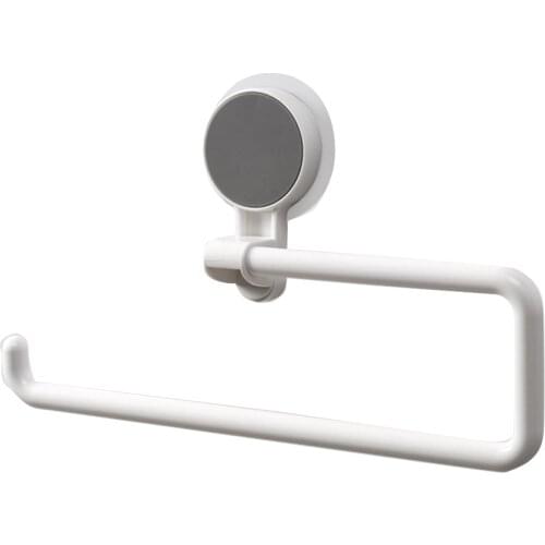 Toilet Paper Holder Kitchen Towel Hook Bathroom Sucker Rack Rotatable Wall-mounted Roll Paper Shelf Organizer