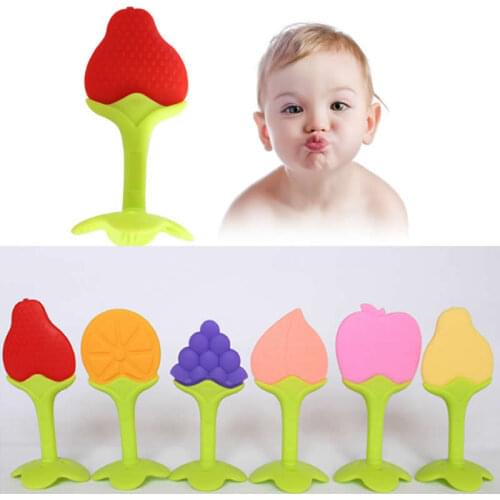 Baby teether toy cute fruit shape baby activity training toothbrush toy solid teeth environmental protection Baby teethers