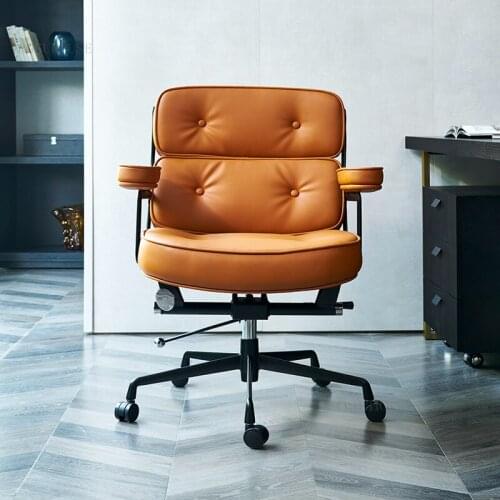 Simple Executive Designer Lift Swivel Computer Chairs Home Boss Study Backrest Armchair Business Apartment Leather Office Chair