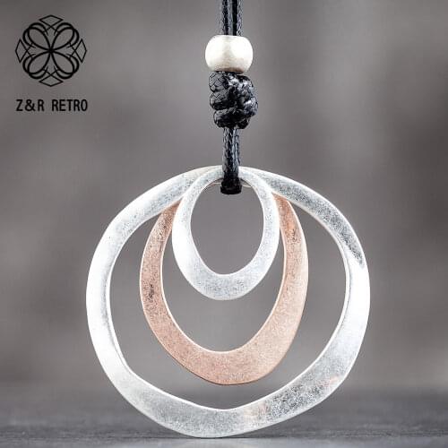 Long Necklaces for Women Suspension Female Large Massive Silver Color Round Pendants Jewelry Accessories on the Neck Decoration