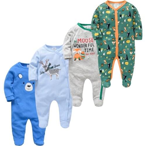 2020 Summer Baby Boy Girl Clothes 3 4 pcs/lot Cotton ropa de bebe Long Sleeve Cartoon Jumpsuit Newborn 0-12 Months Rompers