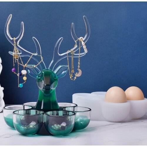 Egg Storage Box Epoxy Resin Mold Elk Jewelry Holder Silicone Mould DIY Crafts Necklace Earrings Organizer Case Rack Casting Too