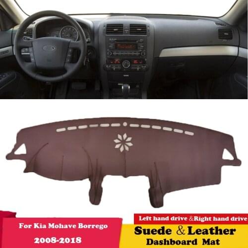 For Kia Mohave Borrego 2008 2009 2013-2018 Leather Dashmat Dashboard Cover Pad Dash Mat Carpet Car-Styling Accessories Suede