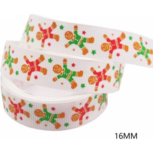 10mm 16mm Wide 10 yards Gingerbread Man Nutcracker Printed Ribbon Lace Christmas Decoration Gift Box Decor Bow DIY Accessories