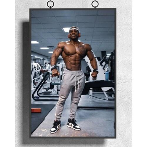 Fitness Bodybuilding Man Strong Muscles Exhibition Healthy Body 22 Wall Sticker Silk Fabric Poster Art Indoor Decor Bright