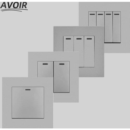 Avoir Home Improvement Wall Light Switch Plastic Panel Gray 1 2 3 4 Gang 1 2 Way Push Button Switches 86 Type Rocker Switch 220V
