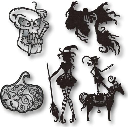 Halloween New Arrival Metal Cutting Die Witch Decoration Background Scrapbook Greeting Card Blade Craft Embossing Template Stamp