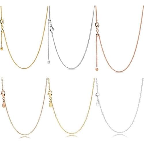 Original PAN S925 Silver Fashion Pop Sliding Foundation Necklace For Womens Perfect Gift