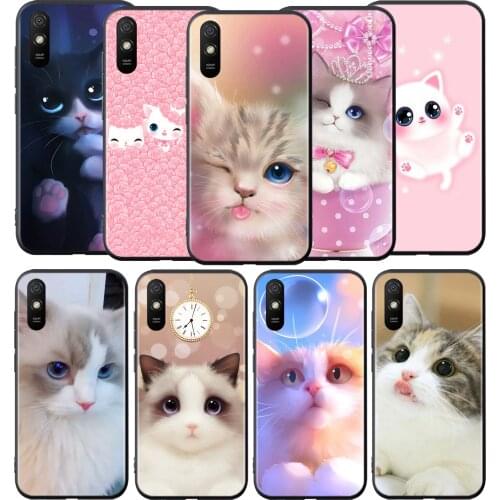 Cute Kawaii Kitten Cat Silicone Cover For Xiaomi Redmi 9 9T 9C 8 7 6 Pro 9AT 9A 8A 7A 6A S2 5 5A 4X Plus Phone Case
