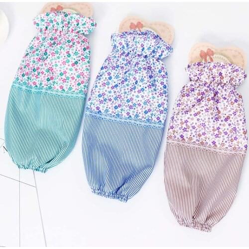 Random Color Striped Floral Oversleeves Kitchen Supplies for Housework Arms Sleeve 1Pair Anti-fouling Oil-proof Polyester