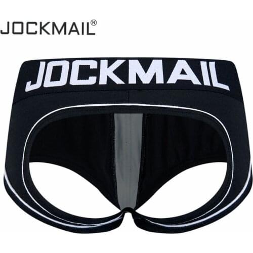 JOCKMAIL Men Sexy Underwear BOTTOMLESS Briefs Men Thong G-strings Tanga Short Underpants Gay Male Underwear Open Backless Crotch