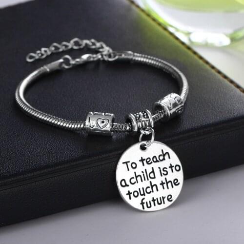 To Teach A Child Is To Touch The Future Chain Bracelet Love Beads Jewelry Students Appreciation Teachers Days Gift Bangle