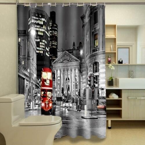 Bright City Night View 3D Shower Curtains Bathroom Curtain Waterproof Thickened Bath Curtain Customizable
