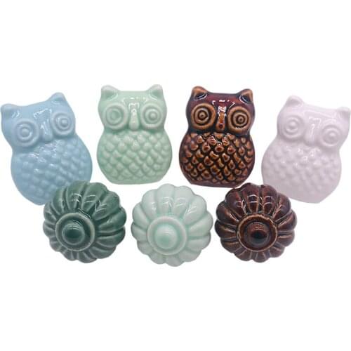 1x European Furniture Handle Door Knobs Pumpkin Ceramic Cabinet Handles Furniture Drawer Cupboard Kitchen Pull Handle 6 models