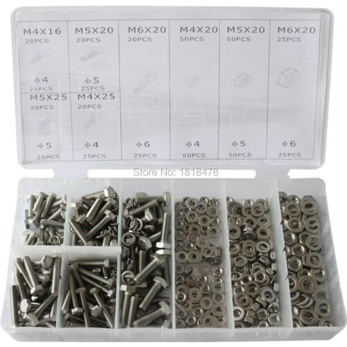 475pcs Stainless Steel Metric Hex Head Cap Nuts Screw with Lock and Flat Washers Assortment