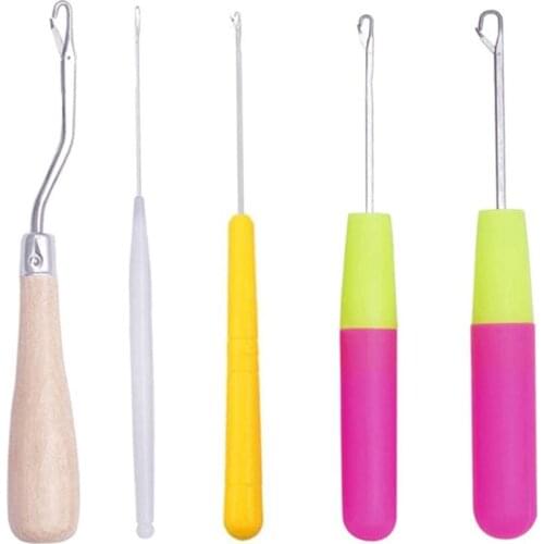 5pcs Plastic Crochet Braided Needle Hook Hair Fabric Dreadlock Crafts for Braids Hand Sewing Knitting and Crochet Needles Craft