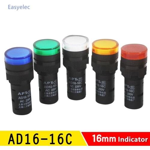 AD16-16C 16mm Mount Size LED Power Indicator Signal Light Pilot Lamp Indicator Switch