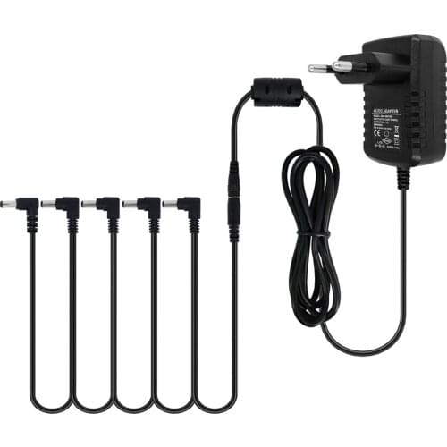 Guitar Effect Pedal Power Supply Adapter 9V DC 1A 5 Way Cables Daisy Chain