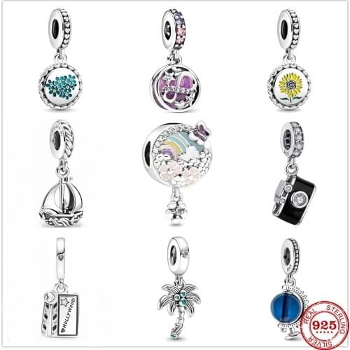 Fit Original Pandora Charm Bracelet 925 Sterling Silver Bead Movie Clapperboard Rainbow Flower For Women Jewelry Making Berloque