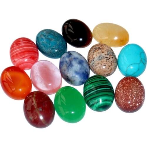 10Pcs Natural stone Oval 8 10 12 14 16 18 20MM No Hole Beads Agates Crystal For Jewelry Making Charm DIY Necklace Ring Material