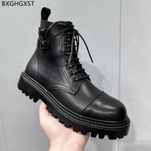 Black Designer Mens Shoes Motorcycle Boots for Men Male Martin Boots Men Winter Boots Man Leather Casual Shoes for Man 2021