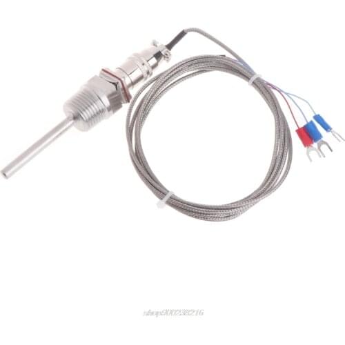 RTD Pt100 Temperature Sensor Probe L 5cm 1/2" NPT Thread w/ Detachable Connector JY09 21 Dropshipping