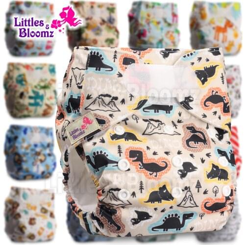 [Littles&Bloomz] Baby Washable Reusable Real Cloth STANDARD Hook-Loop Pocket Nappy Diaper Cover Wrap, suits Birth to Potty