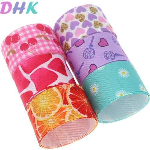 DHK 1.5'' 5yards fruit love heart Printed Grosgrain Ribbon Accessory Hairbow Headwear Decoration DIY Wholesale 38mm C1713