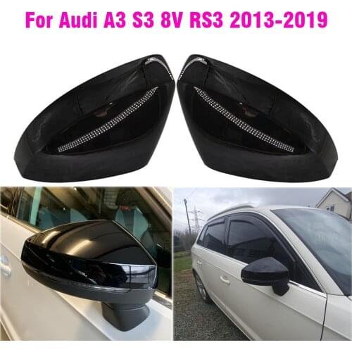 For Audi A3 S3 8V RS3 2013 2014 2015 2016 2017 2018 2019 RearView Mirror Case Cover Carbon Fiber Pattern Or Black Cover
