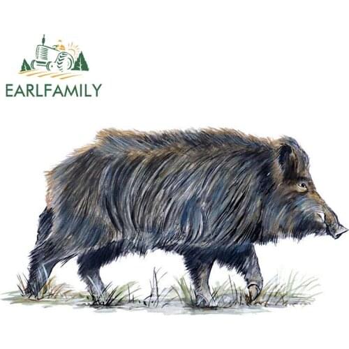 EARLFAMILY 13cm x 7cm Wild Boar Swine Pig Hog Auto Truck Rv Hunting Camp Window Vinyl Decal Car Sticker Graphic