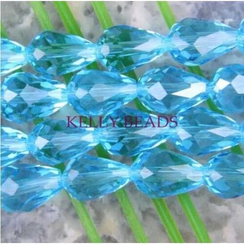 Hotsale 295pcs/bag 8x11mm Lake Blue Crystal Beads Faceted Teardrop Beads For Jewelry Making Craft Necklace Bracelet DIY Beads
