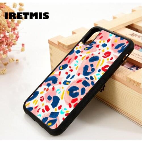 Iretmis 5 5S SE 6 6S TPU Silicone Rubber phone case cover for iPhone 7 8 plus X Xs 11 Pro Max XR Leopard Print Hand Painted