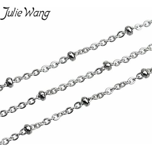 Julie Wang 10 Yards/Roll 1.5/2mm Stainless Steel Cross O Chain With Circle Ring Necklace Chain Jewelry Making Finding Accessory